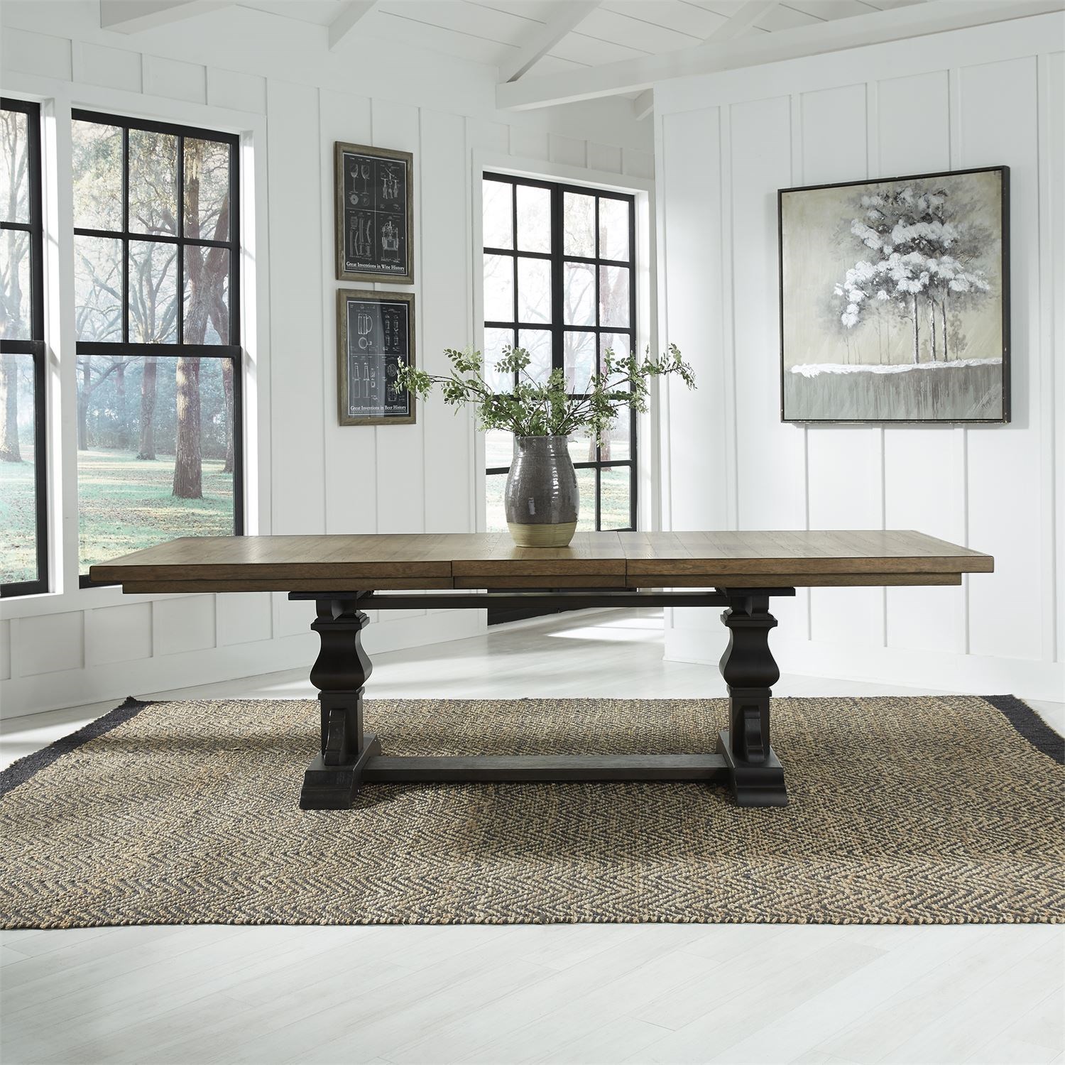 Liberty Furniture Harvest Home Relaxed Vintage TwoToned Trestle Table